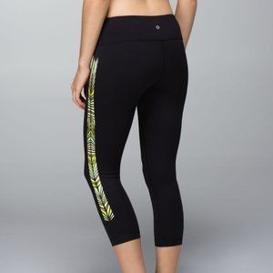 Lululemon Black Wunder Under Crop (Print)